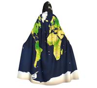 JBJGKHLP World Map Print Unisex Adult Hooded Long Sleeve Cloak Halloween Christmas Carnival Theme Parties