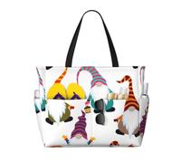 JBJGKHLP Xmas Funny Gnomes Print Women Mens Beach Travel Bag Foldable Lightweight Tote For Pool Picnic Camping Gym