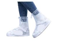 JBJYGSG 22CM Silicone Rain Shoe Covers Elastic Cord Essential Waterproof Anti-slip Foot Covers Rainy Season Thickened Wear-resistant Prevent Rain Into Shoes(White,M)