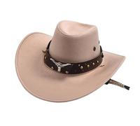 JBJYGSG Artificial Suede Western Cowboy Hats Vintage Cowgirl Jazz Hat Holidays Party Cosplay For Sheriff, Rodeo, Party, Festival(Champagne)