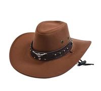 JBJYGSG Artificial Suede Western Cowboy Hats Vintage Cowgirl Jazz Hat Holidays Party Cosplay For Sheriff, Rodeo, Party, Festival(Brown)