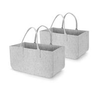 JBJYGSG Felt Shopping Bags Foldable Large Basket Felt Bag Shopper For Firewood(2 pcs Light Grey)