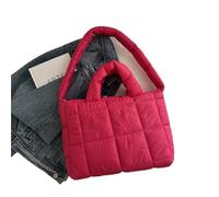 JBJYGSG Padded Tote Bag Nylon Space Cotton Handbag Padded Tote Bag Square Large Capacity Puffy Shoulder Ladies(Rose Red)