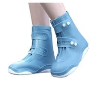 JBJYGSG Rainshoes Women's Waterproof Shoe Cover Silicone Rainshoe Cover Outwear Anti Slip Thickened Rainshoes On Rainy Days Prevent Rain Into Shoes(Blue,XL)