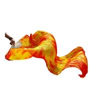 JBJYGSG Silk Fans 1pair/1pc Real Silk Belly Dance Veil Fans Handmade Dyed Performance Long Fan Belly Dancing Real Silk Fans(11,1pc right hand-180cm)