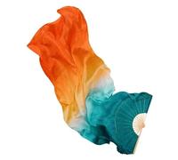 JBJYGSG Silk Fans Dance Silk Veil One Pair Women Belly Dance Performance Props Costume Accessory Hand Dye 180cm Flowy Fan Extra Long, 120cm-Kids Size