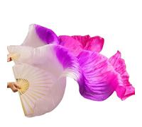 JBJYGSG Silk Fans Style Belly Dance Silk Fan Real Silk Long Silk Fans Handmade Gradient Color Dance Fans(11,250- Imitation Silk)