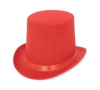 JBJYGSG Top Hat The Magician Performed High Hat Polyster Top Hat Flat Red Black Hat Jazz Stage Performances Of Men Women Big Size(Red)