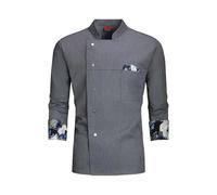 JBJYGSG White Chef Uniform Long Sleeve Chef Coat T-shirt Hotel Chef Kitchen Jacket Restaurant Bakery Breathable Cooking Clothes For Men Women(Grey jacket,M)