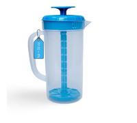 JBK Plastic Measuring Mixing Pitcher, BPA Free, Fridge Friendly Clear Water Jug for Iced Tea, Lemonade, Juices, Milk, Beverage Container, Aguas Frescas, Jarra, Pichel, Shatter-Proof, 1 Quart, Blue
