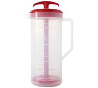 JBK Pottery The Original MixStir Mixing Pitcher - Red; - Mixing Pitcher for Drinks, Plastic Water Pitcher with Lid and Plunger with Angled Blades, Easy-Mix Juice Container, 2-Quart Capacity, Red