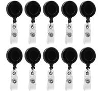 JBKHDTB 10 Pack Retractable ID Badge Holder Reels with Swivel Alligator Clip Bulk Pack Premium Badge（Black）