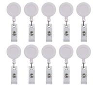 JBKHDTB 25 Pack Retractable ID Badge Holder Reels with Swivel Alligator Clip Bulk Pack Premium Badge（White）