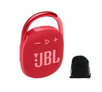 JBL Clip 4 Portable Bluetooth Speaker - Red, IP67 Waterproof, Dustproof, 10 Hours Playtime, Integrated Carabiner, Ultra-Portable Design, Bold Style, Rich Pro Sound, Includes Pouch, JBLCLIP4Red-Pouch