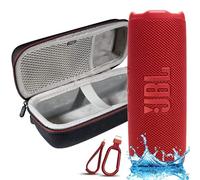 JBL Flip 7 Portable Bluetooth Speaker, IP68 Waterproof, Dustproof, Drop-Proof, PushLock System, AI Sound Boost, 16H Battery, Megen Hardshel Protection Case (Red)