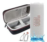 JBL Flip 7 Portable Bluetooth Speaker, IP68 Waterproof, Dustproof, Drop-Proof, PushLock System, AI Sound Boost, 16H Battery, Megen Hardshel Protection Case (White)