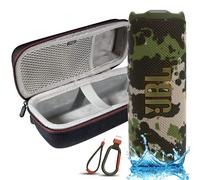 JBL Flip 7 Portable Bluetooth Speaker, IP68 Waterproof, Dustproof, Drop-Proof, PushLock System, AI Sound Boost, 16H Battery, Megen Hardshel Protection Case (Camo)