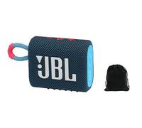 JBL Go 3 - for Portable Use - Speaker with Bluetooth - Built in Battery Waterproof and Dustproof - includes Storage Pouch (Blue/Pink), JBLGO3-Pouch