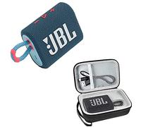 JBL Go 3 Portable Waterproof Wireless Bluetooth Speaker Bundle with Premium Carry Case (Blue Pink)