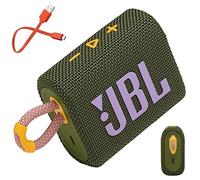 JBL GO3 GRN - Waterproof Wireless Bluetooth portable speaker with integrated loop for travel with USB C charging cable, in green