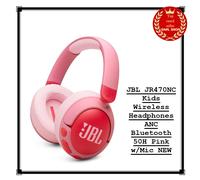 JBL JR470NC Kids Wireless Headphones ANC Bluetooth 50H Pink w/Mic NEW