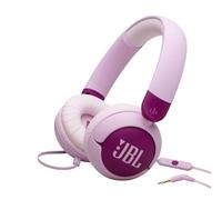 JBL Junior 320, Wired On-Ear Headphones for Kids with Built-In Mic, JBL Safe Sound, Low Volume, 12 mm Thick Soft Pad and Sticker Set, Ultra-Portable Design, Purple