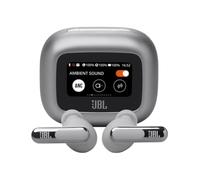 JBL Live Beam 3 - True wireless noise-cancelling stick-closed earbuds, 48Hrs total playback, Wireless Charging, 6 Mics for perfect calls, Multi-point connection, IP55 waterproof and dustproof (Silver)