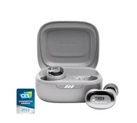 JBL Live Free 2: 35 Hours of Playtime, True Adaptive Noise Cancelling, Smart Ambient, and beamforming mics (Silver), Small