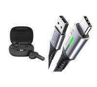 JBL Live Pro 2 TWS Earphones, In Ear, Noise Cancelling Bluetooth Earphones with 40 hours of Battery Life, Water Resistant Black & INIU USB C Charger Cable, [2m/3.1A] Type C Cable Fast Charging