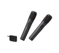JBL PartyBox Wireless Mic - 2X Digital Wireless Microphones, Rechargeable battery (20hrs - 700mAh), Clear voice, crisp sound, Stable 2.4GHz connection, Compatible with all PartyBox speakers (Black)