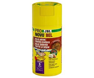 JBL PRONOVO BEL GRANO, alimento principale per tutti i pesci d'acquario 3-10 cm, granuli di cibo per pesci, dosatore a click, taglia S, 100 ml