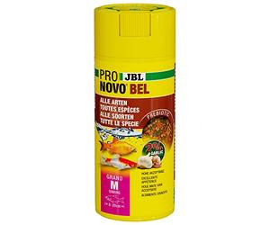 JBL PRONOVO BEL GRANO, mangime base per tutti pesci d'acquario 8-20 cm, pellet per pesci, dosatore a clic, taglia M, 250 ml
