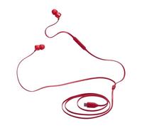 JBL Tune 310 C Hi-Res Wired Earbuds with Microphone and USB C, Red | JBL Pure Bass sound, 3-button remote with microphone, EQ presets control, Tangle-free flat cable