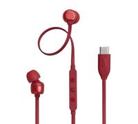 JBL Tune 310C - USB-C Wired Hi-Res in-Ear Headphones, Tangle-Free Flat Cable, 3-Button Remote with Microphone (Red)