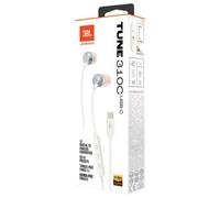 JBL Tune 310 C Hi-Res Wired Earbuds with Microphone, Flat Tangle-Free Cable, 3-Button Remote, EQ Presets Control and Volume Adjustment, White