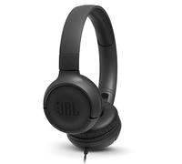 JBL Tune 500 - Wired on-ear headphones, Pure Bass Sound, 1-button remote/mic, Tangle-free flat cable, Lightweight and foldable design, Ask Siri or Google Now (Black)