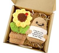 JBLJDWD 2 Pcs Positive Gifts, Emotional Support Gift, Crochet Gifts Funny Knitted Positive Sunflower and Potato Easy to Carry for Friends Family Office Party Decoration