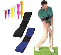 JBLJDWD 2Pcs Golf Connection Band, Connection Band Golf, Golf Swing Trainer Arm Band for Strength Grip, Golf Grip Training Aid (Black and Blue)