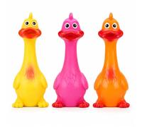 JBLJDWD 3Pcs Rubber Dog Items, Squeaky Duck Set for Interactive Play, Colourful Yellow Orange Pink Design for Indoor Outdoor Use, Ideal for Puppy Training and Gift Occasions
