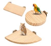 JBLJDWD 3PCS Wooden Hamster Cage Accessories Set, Hamster Platforms in Fan, Round and Rectangle Shapes, Hamster Platform Stand, Hamster Cage Platform for Small Pet Enclosures