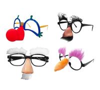 JBLJDWD 4PCS Funny Glasses, Mustache Glasses, Silly Glasses for Halloween Parties Costume Accessories a Glasses Kit Including Red Nose, Black and White Styles
