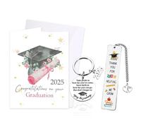JBLJDWD 4Pcs Set Graduation Card, Graduation Gifts for Her, Graduation Keyring 2025, Proud of You Card, Graduation Gifts Card Keyring for Girl Boy (Pink)