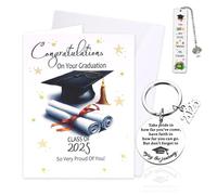 JBLJDWD 4Pcs Set Graduation Card, Graduation Gifts for Her, Graduation Keyring 2025, Proud of You Card, Graduation Gifts Card Keyring for Girl Boy