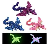 JBLJDWD 5PCS 3D Printed Dragon, 3D Printed Dragon Figures, 3D Printed Dragon with Wings, Glow in The Dark Wing, Fantasy Creature Decor, 3D Printed Dragons Models for Display