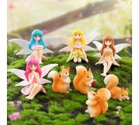 JBLJDWD 8Pcs Fairy Garden Accessories, Squirrels and Fairies, Create Miniature Landscapes and Terrariums, Enhance Potted Plant Displays, DIY Craft Projects and Home Decor Arrangements