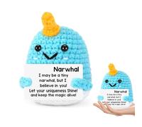 JBLJDWD Emotional Support Gift, Positive Crochet Animals Narwhal Easter Basket Essentials Stuffers for Girl Boy Gifts Birthday Graduation Inspirational Support Handmade Friend Sister Daughter Gifts