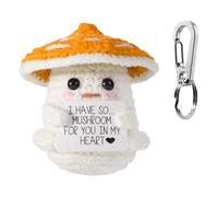 JBLJDWD Mushroom Gifts, Emotional Support Gift, Positive Mushroom, Emotional Knitted Mushroom Energy Support Crochet Wool Doll Woolen Plush Toy for Motivated Gift Party Decoration (Orange-White)