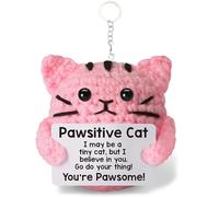 JBLJDWD Positive Crochet Animals, Emotional Support Gift for Dad Mom Grandma Grandpa Daughter Son Friend, Emotional Support Crochet Small Birthday (Pink Cat)