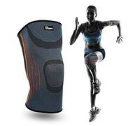 JBM Adult Gym Knee Braces Support Compression Sleeve Patella Wrap Band Knee Stabilizer Safe Pain Relief - Weightlifting Power Lifting Fitness Exercise Basketball Running Climbing Cycling (Grey, Small)