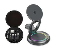 JBM MART 4 in 1 Wireless Charging Station Cube with Night-Lamp for iPhone 16 Pro Max, Iphone Magnetic Charger, 15W Travel Stand, 3 in 1 wireless charging station for Apple iWatch Ultra,Airpods (JBM-4)